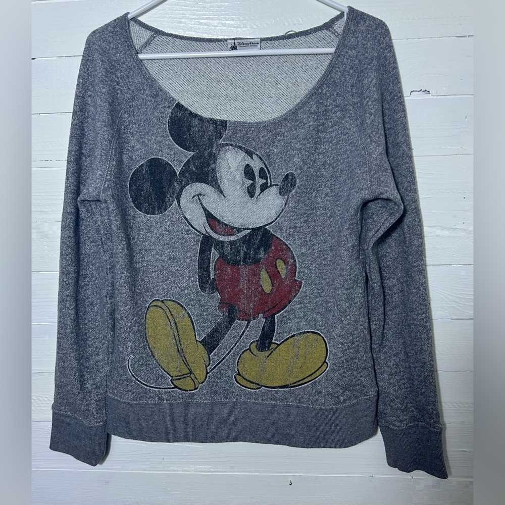Mickey Mouse light sweatshirt, gray, women’s size Large. Vintage looking.